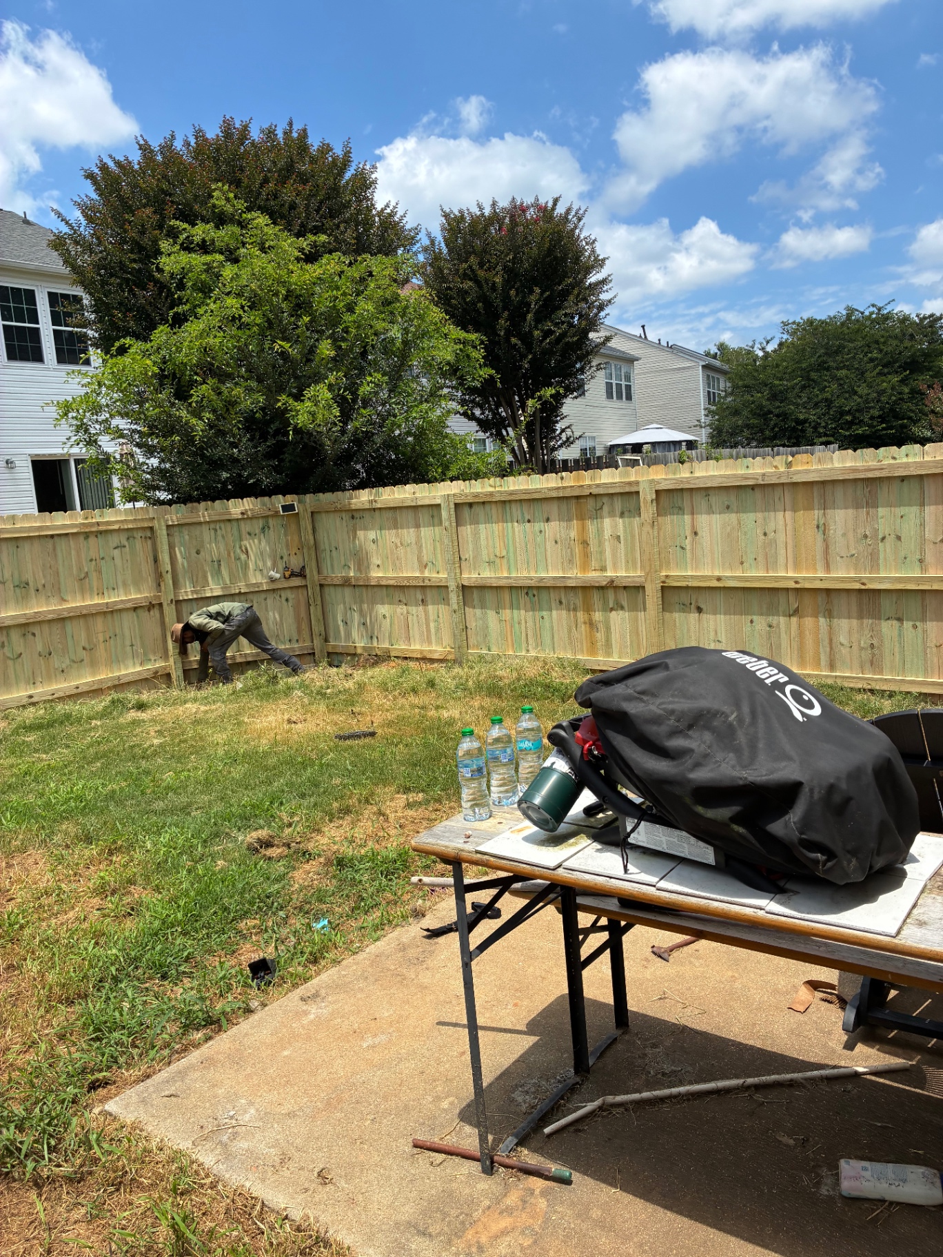 Beautiful new wood privacy fence installed in a Georgia backyard